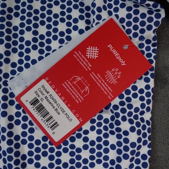 Redvanly Clyde Polo Shirt Mens‎ XL Blue White Geometric Print Short Sleeve Golf - Picture 4 of 8